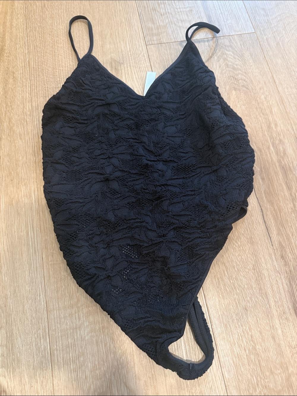 Nikibiki Black Lace-Textured stretchy One-Piece body suit